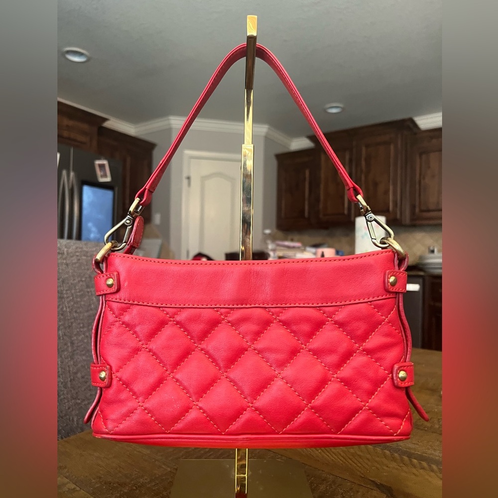MCM Red Quilted Shoulder Bag with Gold Hardware - Picture 2 of 10
